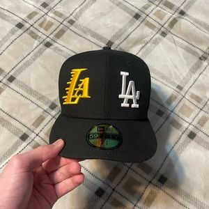 Black La dodger La laker 2020 championship fitted hat
